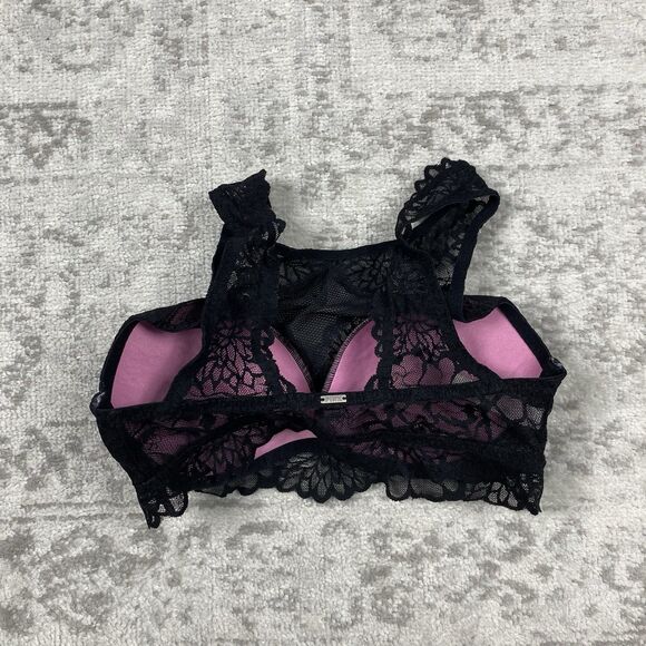 PINK Victorias Secret Bralette Women’s Black Lace Underwire Pushup Size Small - Picture 3 of 4